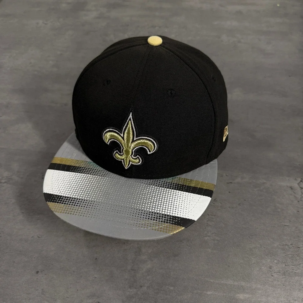 New Era New Orleans Saints Hat 7 3/4 Black‎ Gold Gray White NFL 59FIFTY Fitted